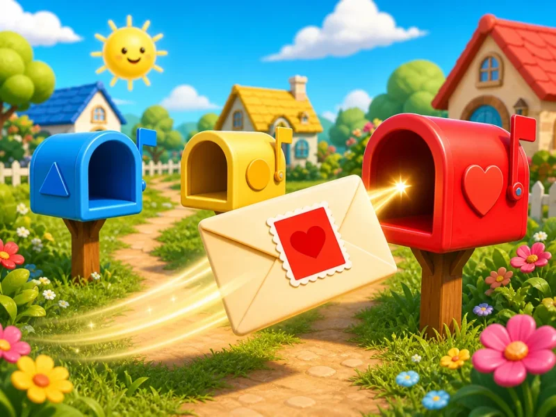 Little Mail Carrier sunny neighborhood